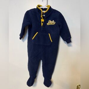 Ralph Lauren Navy and Yellow Kids Footie OnePiece Fleece